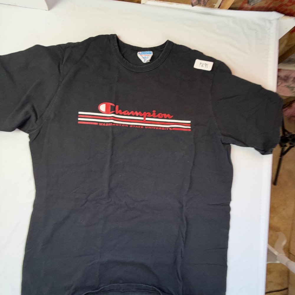 Champion T-Shirt 2XL Black Washington State University WSU Graphic Tee Casual